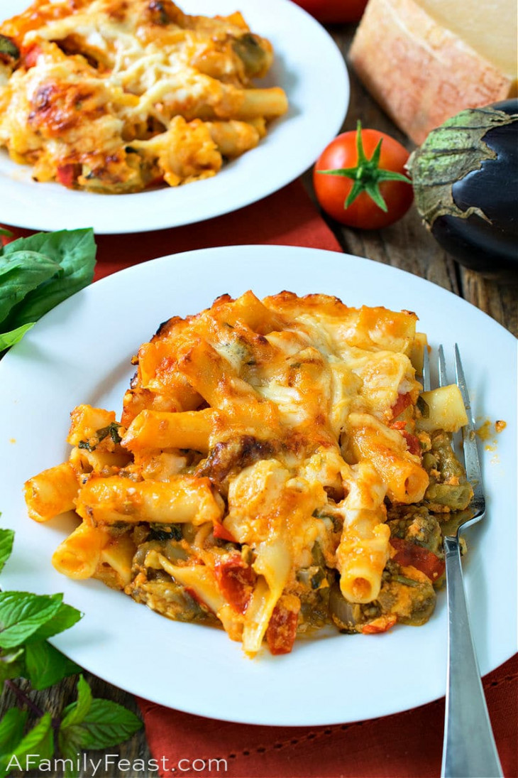 Baked Ziti with Roasted Eggplant and Ricotta A Family Feast®