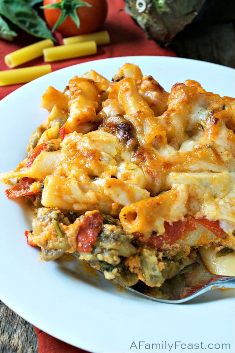 Baked Ziti with Roasted Eggplant and Ricotta A Family Feast®