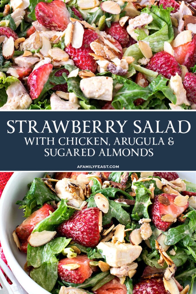 Strawberry Salad with Chicken, Arugula and Sugared Almonds 