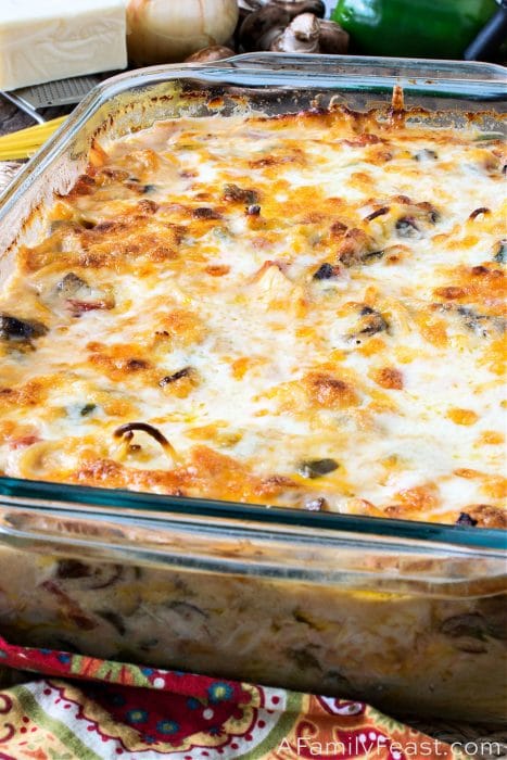 Chicken Spaghetti Casserole - A Family Feast