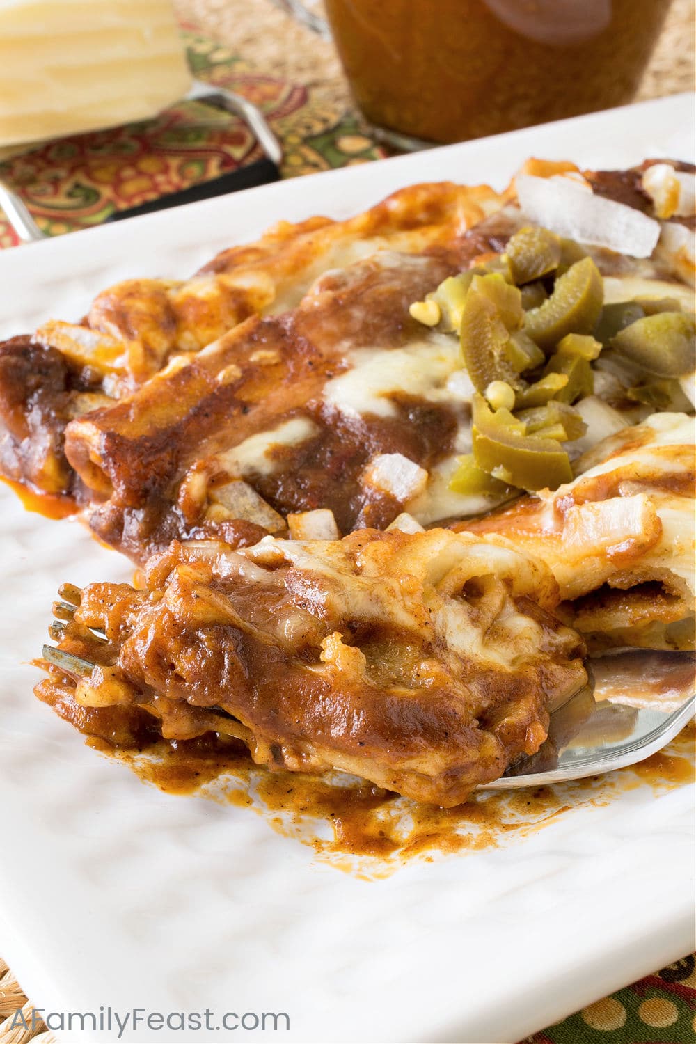 Tex-Mex Cheese and Onion Enchiladas with Chili Gravy - A Family Feast