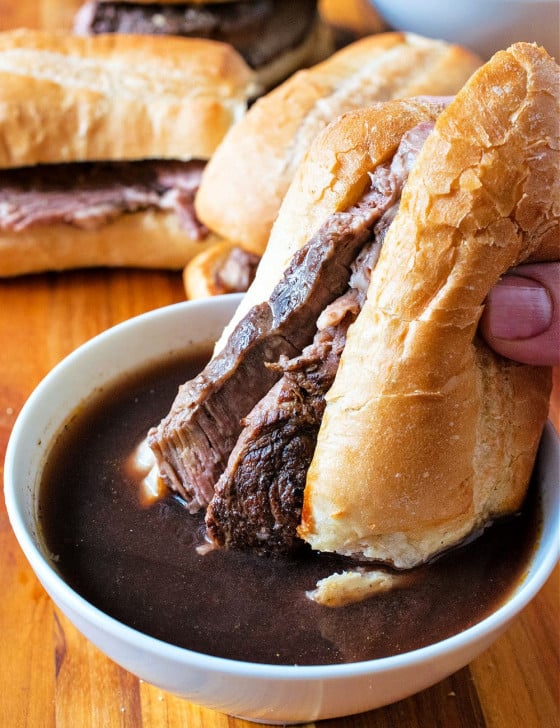 Slow Cooker French Dip Sandwiches - A Family Feast