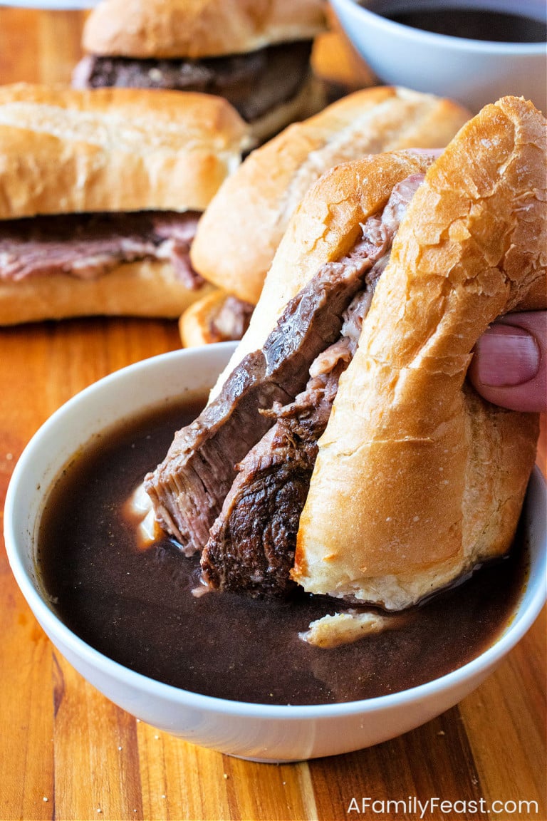 Slow Cooker French Dip Sandwiches - A Family Feast