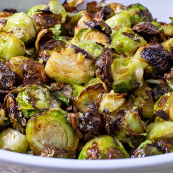 Air Fryer Brussels Sprouts with Lemon Butter Sauce - A Family Feast