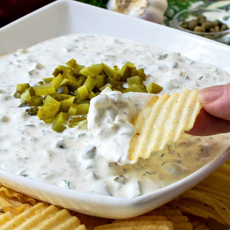 Creamy Dill Pickle Dip - A Family Feast