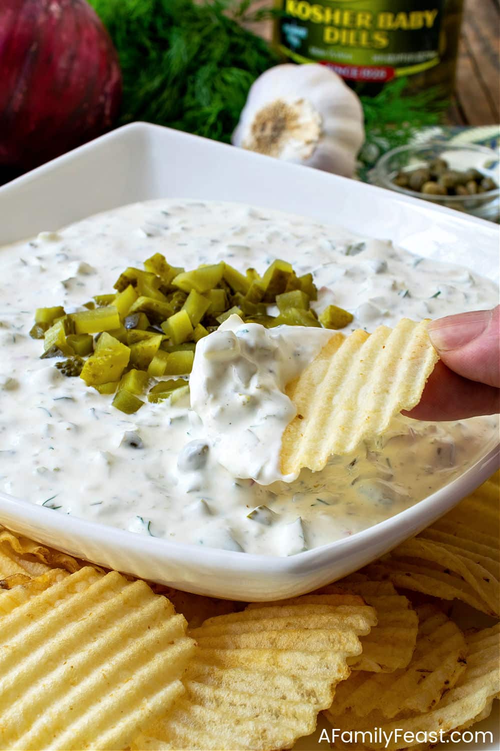 Creamy Dill Pickle Dip - A Family Feast