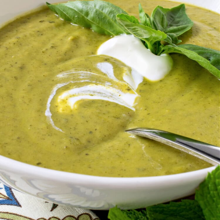 Creamy Zucchini Basil Soup - A Family Feast