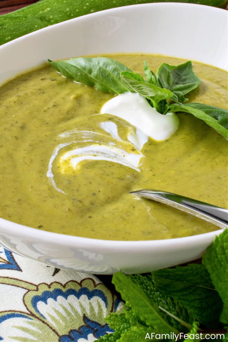 Creamy Zucchini Basil Soup - A Family Feast