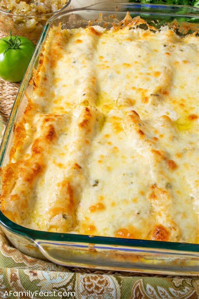 Salsa Verde Chicken Cheese Enchiladas - A Family Feast