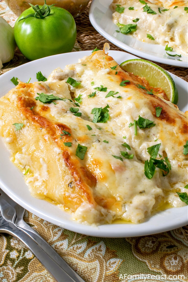 Salsa Verde Chicken Cheese Enchiladas - A Family Feast