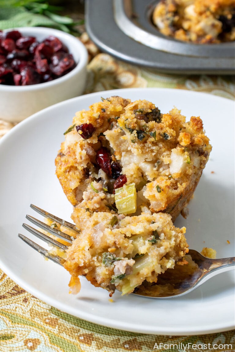 Cornbread Sausage Stuffing Muffins - A Family Feast