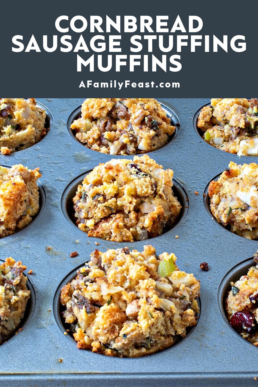 Cornbread Sausage Stuffing Muffins - A Family Feast