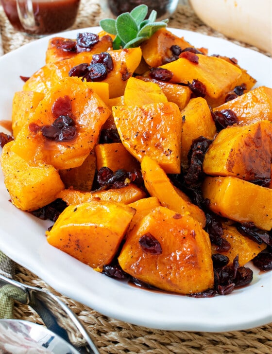 Roasted Butternut with Sage & Bourbon Cranberries - A Family Feast