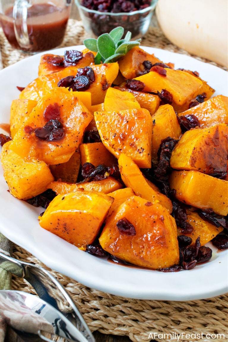 Roasted Butternut with Sage & Bourbon Cranberries - A Family Feast