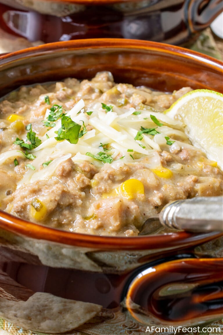 Slow Cooker White Chili with Ground Turkey - A Family Feast
