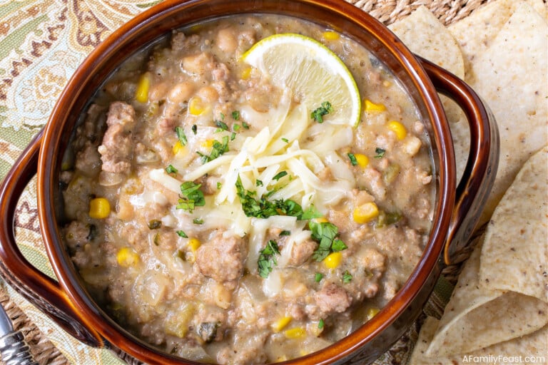 Slow Cooker White Chili with Ground Turkey A Family Feast®