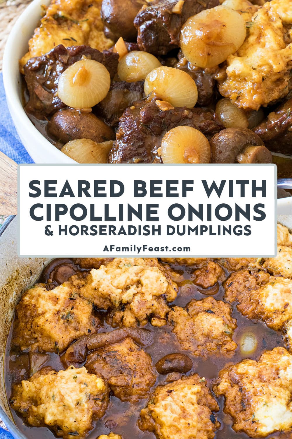 Seared Beef with Cipolline Onions and Horseradish Dumplings - A Family Feast