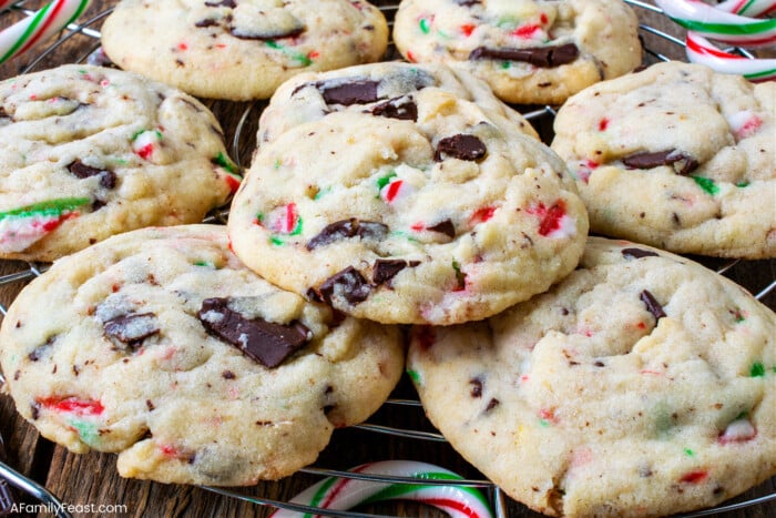 Peppermint Dark Chocolate Chunk Sugar Cookies - A Family Feast