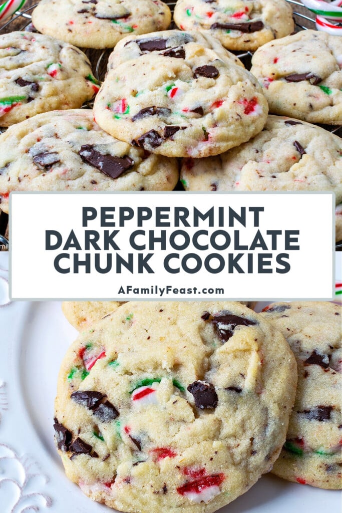 Peppermint Dark Chocolate Chunk Sugar Cookies - A Family Feast