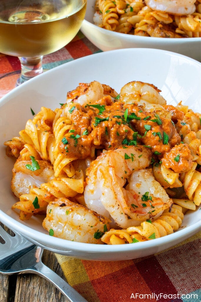 Pasta Romesco with Shrimp - A Family Feast