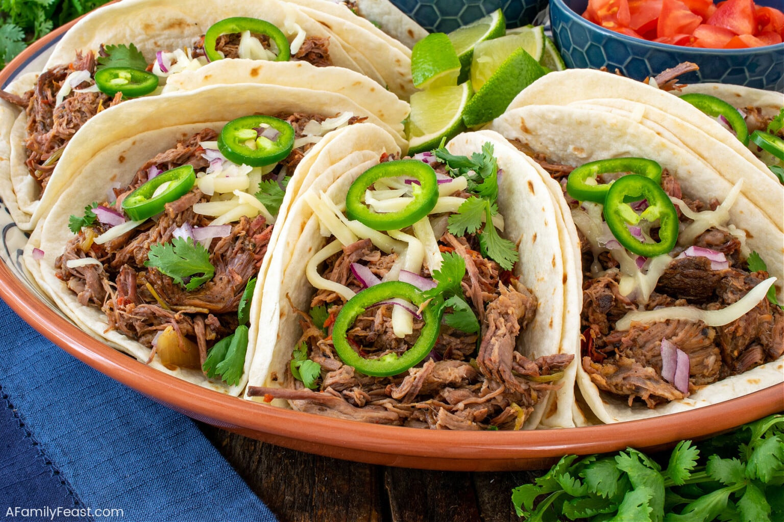 Slow Cooker Mexican Shredded Beef Tacos - A Family Feast®