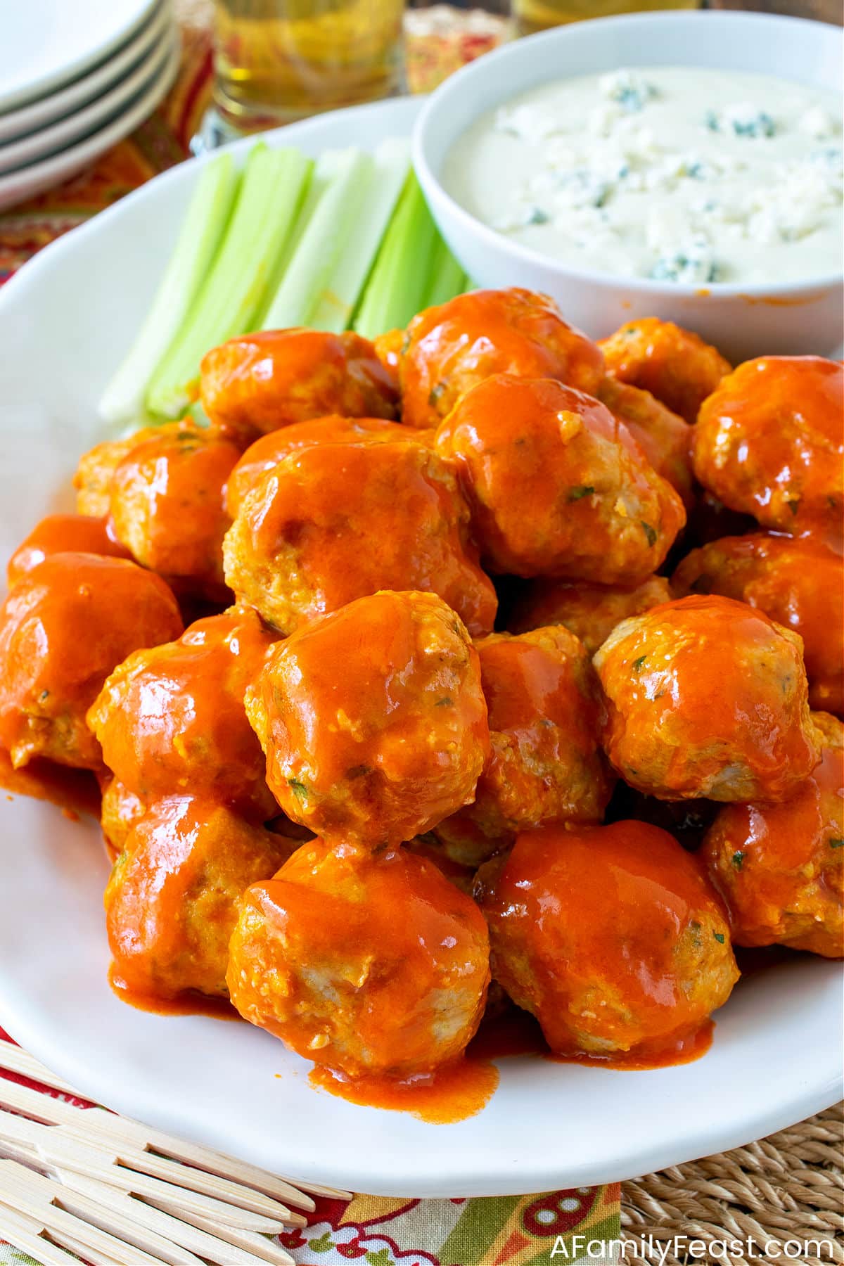Buffalo Chicken Meatballs - A Family Feast
