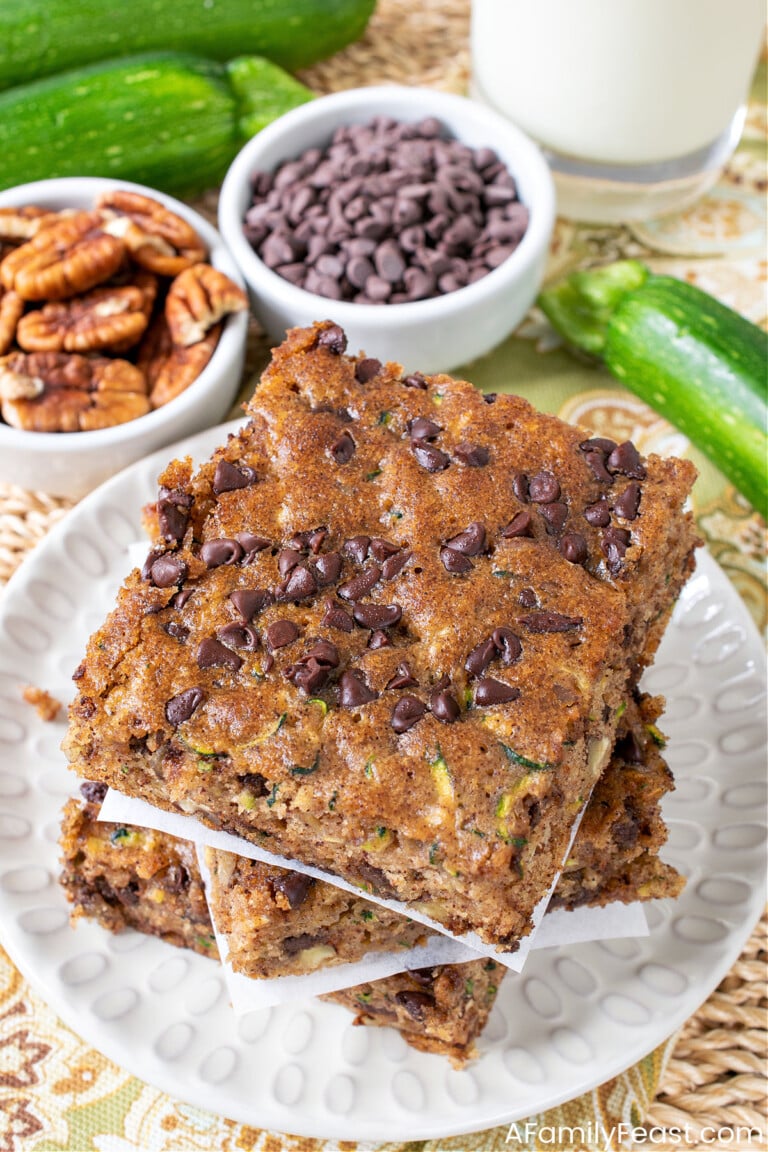Chocolate Chip Zucchini Bars - A Family Feast