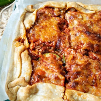 Zucchini Sausage Pizza Pie - A Family Feast