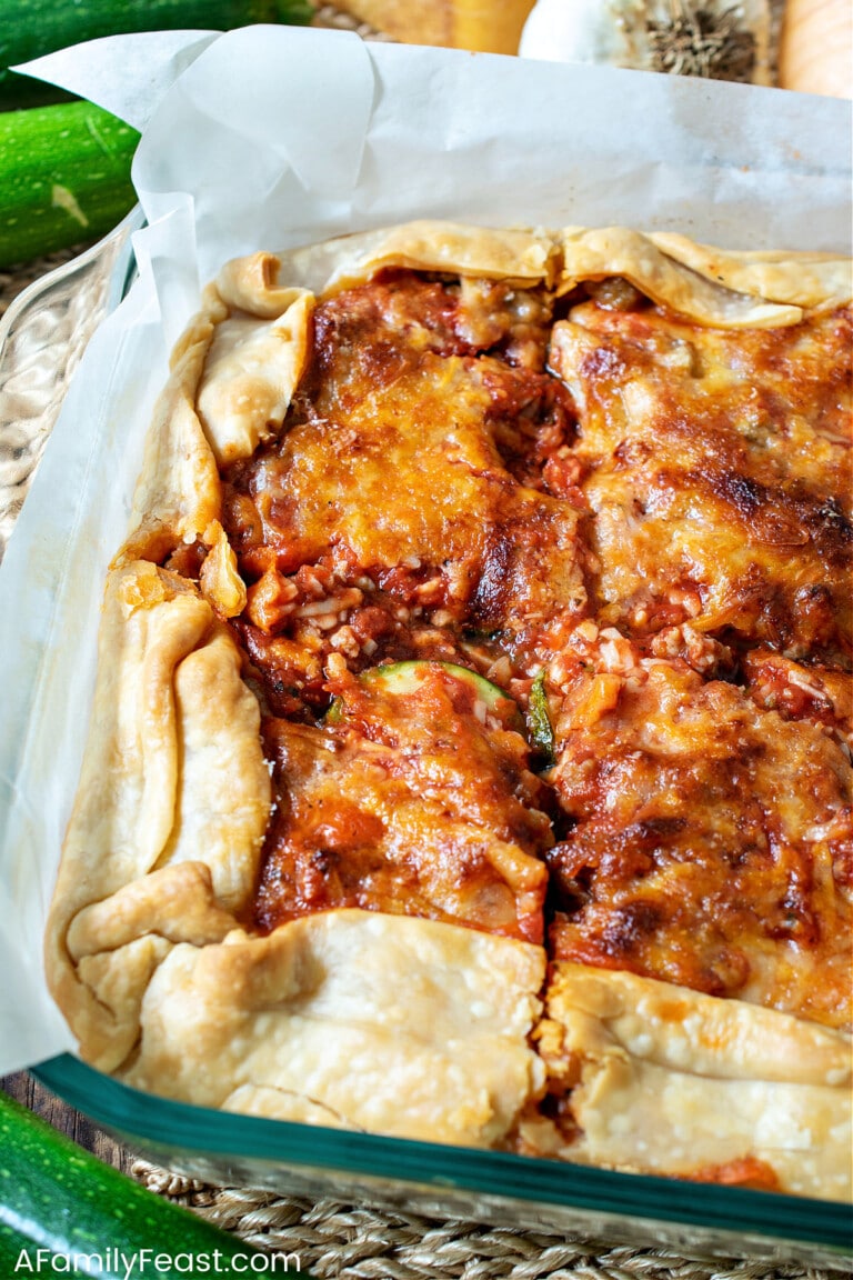 Zucchini Sausage Pizza Pie - A Family Feast