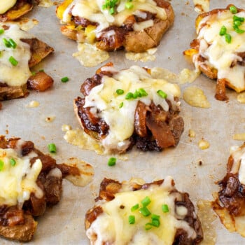 French Onion Smashed Potatoes - A Family Feast