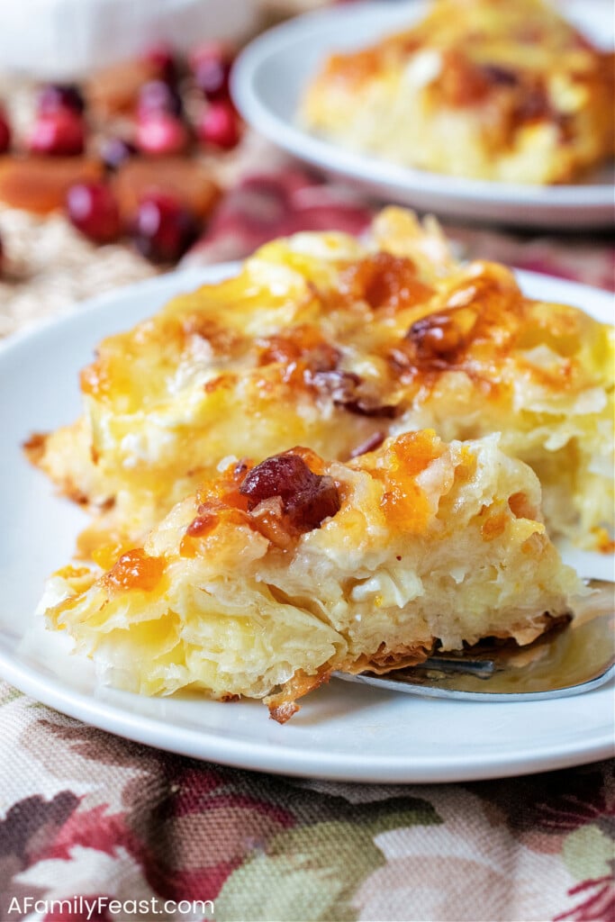 Cranberry Brie Phyllo Custard Cake - A Family Feast