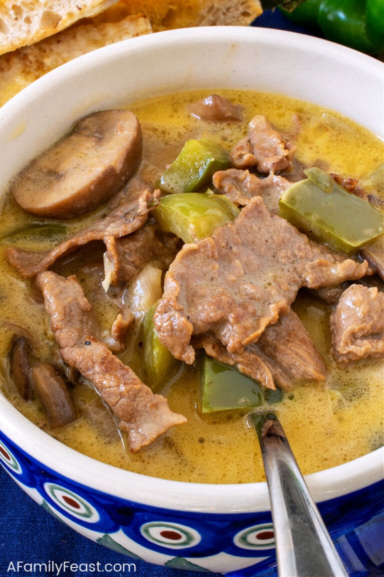 Philly Cheesesteak Soup - A Family Feast