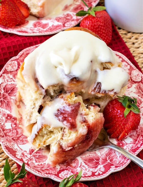 Strawberry Rolls with Cream Cheese Glaze - A Family Feast