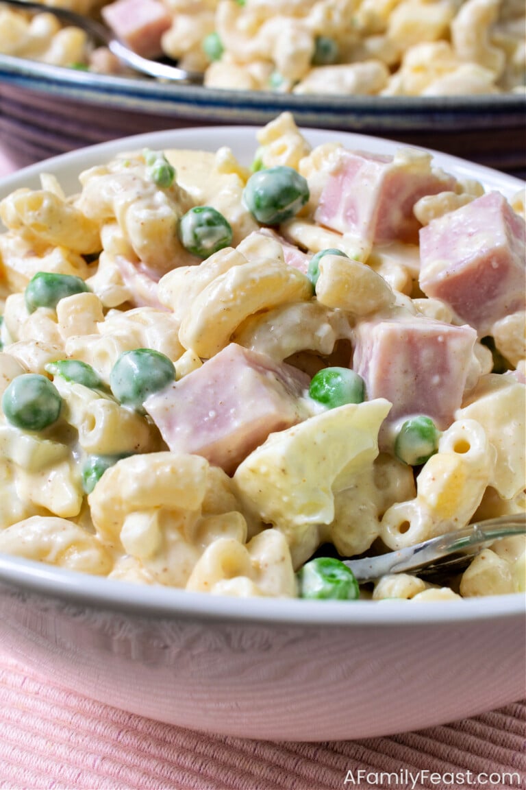 Creamy Pasta Salad with Ham & Peas - A Family Feast