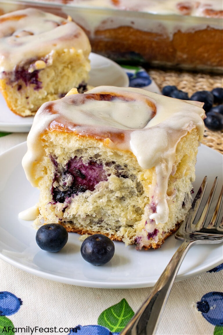 Blueberry Rolls with Cream Cheese Glaze - A Family Feast
