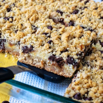 Chocolate Chip Caramel Crumble Bars - A Family Feast