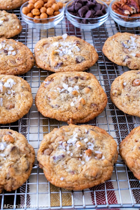 Salted Caramel Pecan Chocolate Chip Cookies - A Family Feast