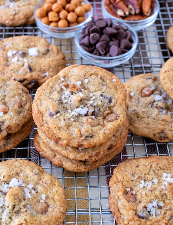 Salted Caramel Pecan Chocolate Chip Cookies - A Family Feast