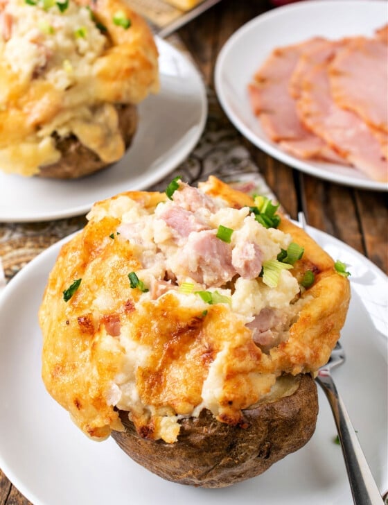 Twice Baked Potatoes with Ham and Swiss - A Family Feast