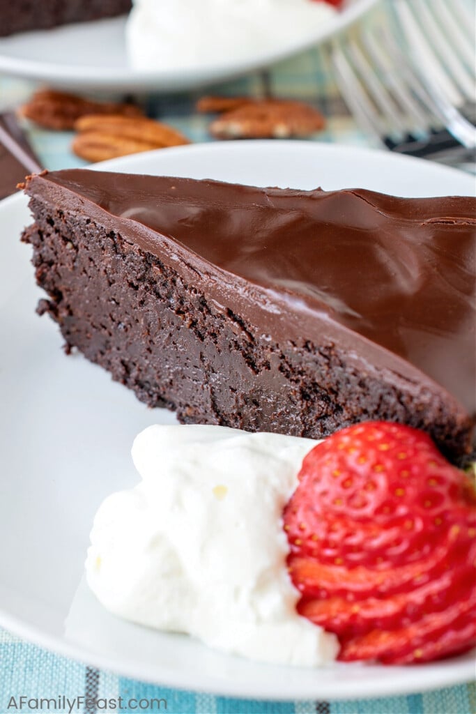 Bourbon Pecan Flourless Chocolate Torte - A Family Feast