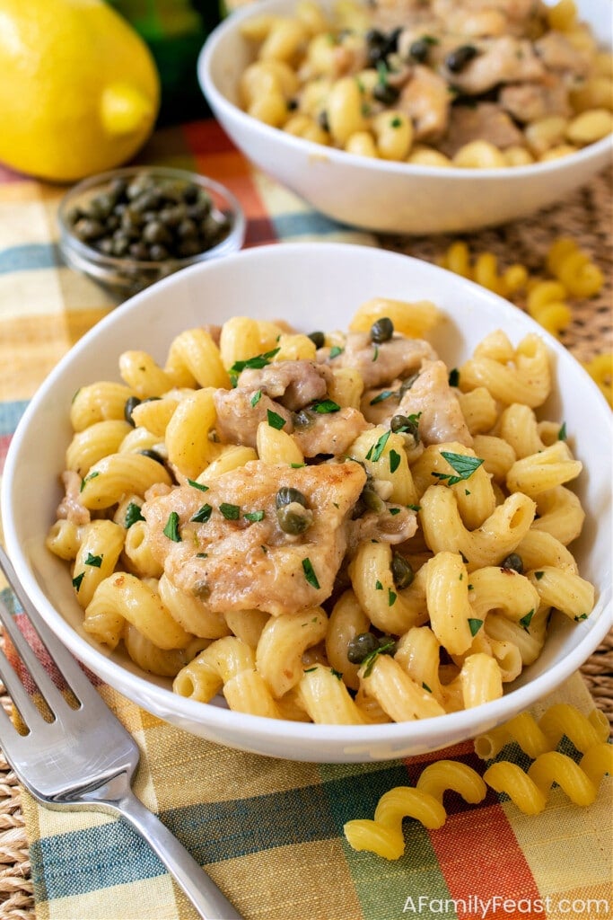 Chicken Piccatta Pasta - A Family Feast