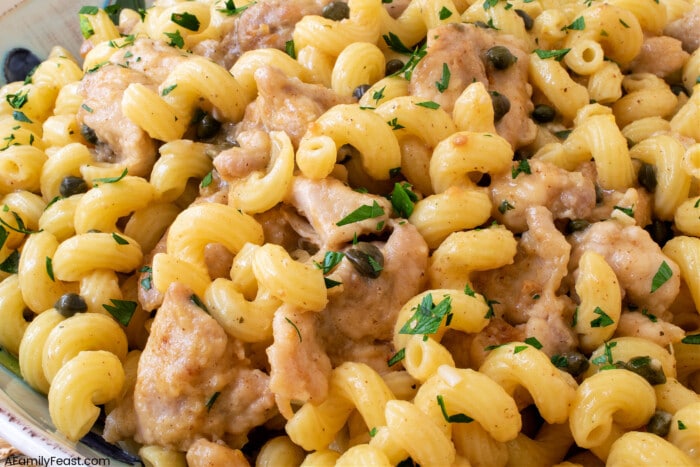 Chicken Piccatta Pasta - A Family Feast