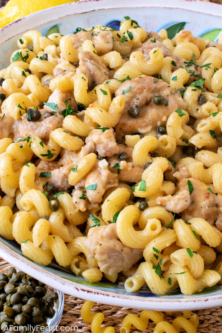 Chicken Piccatta Pasta - A Family Feast
