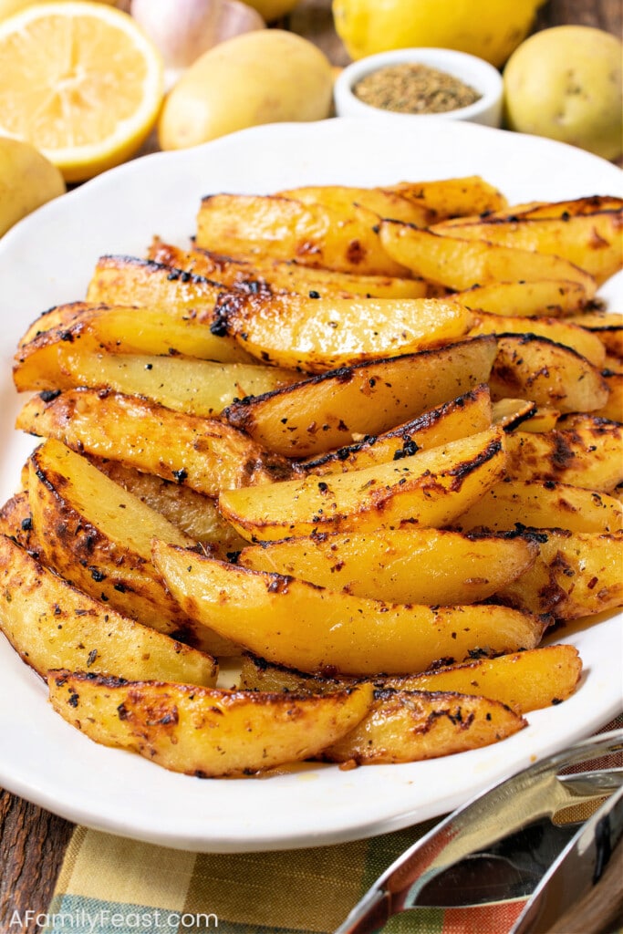 Greek Lemon Oregano Potatoes - A Family Feast