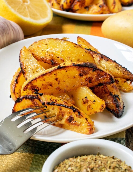 Greek Lemon Oregano Potatoes - A Family Feast