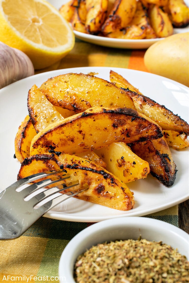 Greek Lemon Oregano Potatoes - A Family Feast