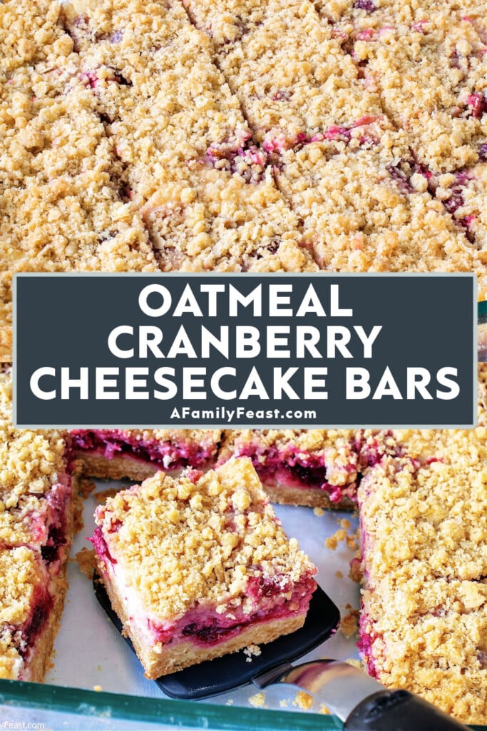 ओटमील क्रैनबेरी चीज़केक बार्स - एक पारिवारिक दावत