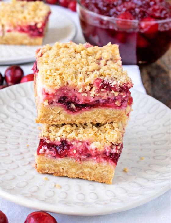 Oatmeal Cranberry Cheesecake Bars - A Family Feast