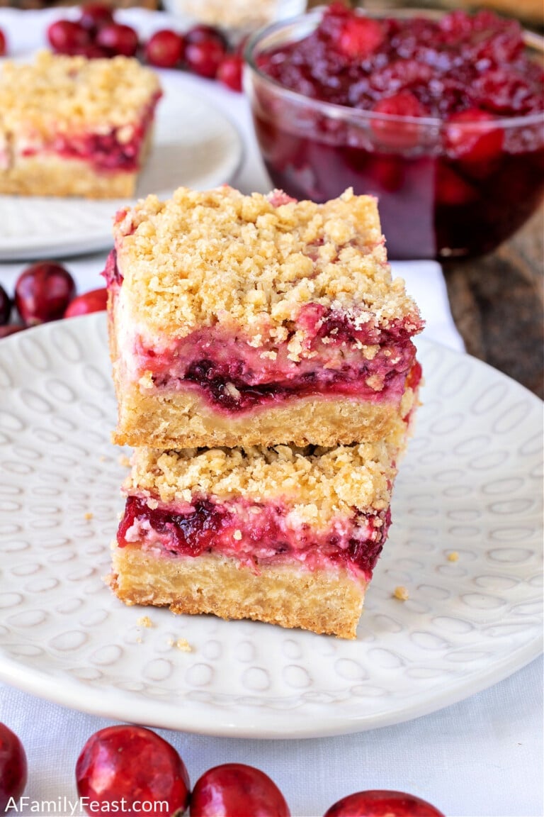 Oatmeal Cranberry Cheesecake Bars - A Family Feast