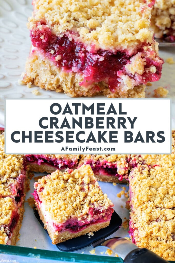 ओटमील क्रैनबेरी चीज़केक बार्स - एक पारिवारिक दावत